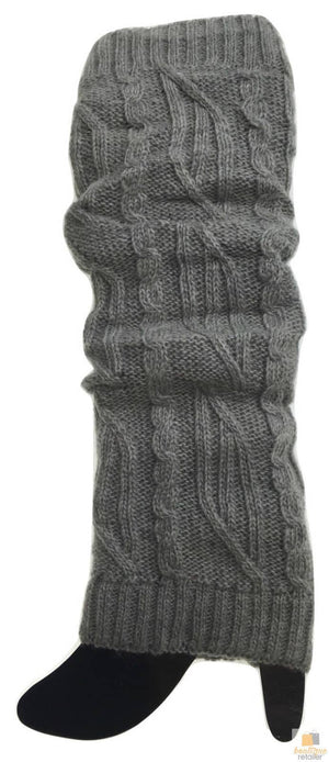 Darrahopens Occasions > Costumes Pair of Womens Leg Warmers Disco Winter Knit Dance Party Crochet Legging Socks Costume - Light Grey (Patterned)