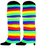 Darrahopens Occasions > Costumes RAINBOW LEG WARMERS High Knitted Womens Neon Party Knit Ankle Socks 80s Dance - Rainbow