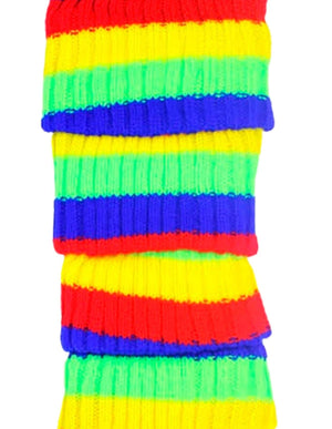 Darrahopens Occasions > Costumes RAINBOW LEG WARMERS High Knitted Womens Neon Party Knit Ankle Socks 80s Dance - Rainbow