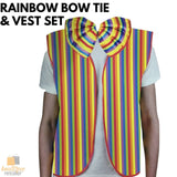 Darrahopens Occasions > Costumes RAINBOW VEST & BOW TIE Set Kit Costume Jacket Yellow Fancy Dress Clown Party