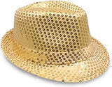 Darrahopens Occasions > Costumes SEQUIN HAT Trilby Fedora Glitter Cap Costume Dance Party - Yellow/Gold