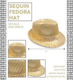 Darrahopens Occasions > Costumes SEQUIN HAT Trilby Fedora Glitter Cap Costume Dance Party - Yellow/Gold