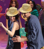 Darrahopens Occasions > Costumes SEQUIN HAT Trilby Fedora Glitter Cap Costume Dance Party - Yellow/Gold