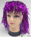 Darrahopens Occasions > Costumes Tinsel Metallic Wig 70s 50s 20s Costume Mens Womens Unisex Disco Fancy Dress Up - Purple