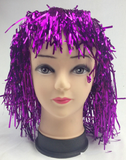 Darrahopens Occasions > Costumes Tinsel Metallic Wig 70s 50s 20s Costume Mens Womens Unisex Disco Fancy Dress Up - Purple