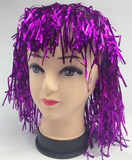 Darrahopens Occasions > Costumes Tinsel Metallic Wig 70s 50s 20s Costume Mens Womens Unisex Disco Fancy Dress Up - Purple