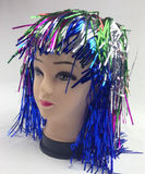 Darrahopens Occasions > Costumes Tinsel Metallic Wig 70s 50s 20s Costume Mens Womens Unisex Disco Fancy Dress Up - Rainbow