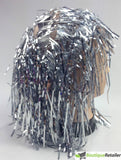 Darrahopens Occasions > Costumes Tinsel Metallic Wig 70s 50s 20s Costume Mens Womens Unisex Disco Fancy Dress Up - Silver