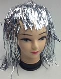 Darrahopens Occasions > Costumes Tinsel Metallic Wig 70s 50s 20s Costume Mens Womens Unisex Disco Fancy Dress Up - Silver