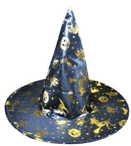 Darrahopens Occasions > Costumes WITCH HAT Gold & Black Halloween Costume Fancy Dress Womens Accessory Wizard