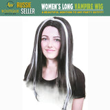 Darrahopens Occasions > Costumes Womens VAMPIRE WIG Long Straight Wig Costume Party Hair Accessory Halloween - Black/White