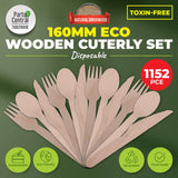 Darrahopens Occasions > Disposable Tableware Party Central 1152PCE Wooden Cutlery Set Eco-Friendly Compostable Recyclable