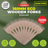 Darrahopens Occasions > Disposable Tableware Party Central 1200PCE Wooden Forks Eco-Friendly Compostable Recyclable 16cm
