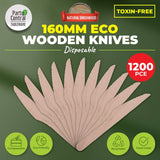 Darrahopens Occasions > Disposable Tableware Party Central 1200PCE Wooden Knives Eco-Friendly Compostable Recyclable 16cm