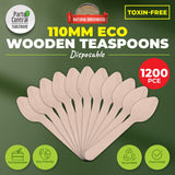 Darrahopens Occasions > Disposable Tableware Party Central 1200PCE Wooden Teaspoons Eco-Friendly Recyclable 11cm