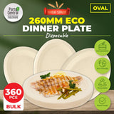 Darrahopens Occasions > Disposable Tableware Party Central 360PCE Dinner Plates Oval Strong Eco-Friendly Disposable 26cm