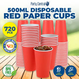 Darrahopens Occasions > Disposable Tableware Party Central 720PCE Red Paper Cups Disposable Leak Resistant 500ml