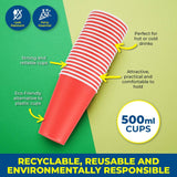 Darrahopens Occasions > Disposable Tableware Party Central 720PCE Red Paper Cups Disposable Leak Resistant 500ml