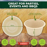 Darrahopens Occasions > Disposable Tableware Party Central 960PCE Sauce Bowls Mini Size 150ml Eco-Friendly Recyclable 60mm
