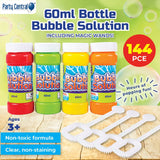 Darrahopens Occasions > Party & Birthday Novelties Party Central 144PCE Bubble Solution & Wands Non-Toxic Unscented Formula 60ml