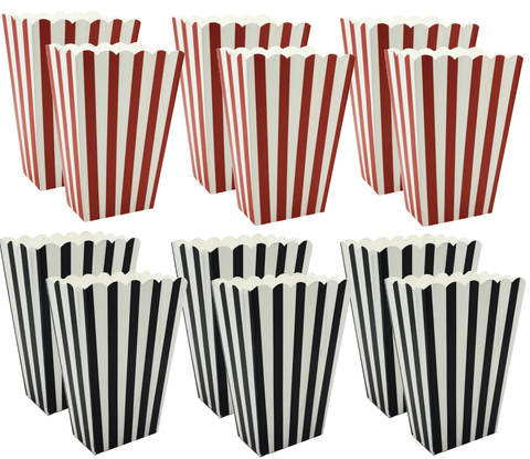 Darrahopens Occasions > Party Favours 12x Popcorn Boxes Wedding Party Favour Lolly Box Retro Cinema Pop Corn Black Red