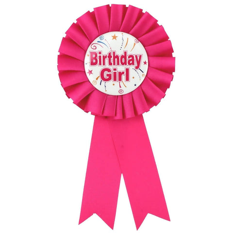 Darrahopens Occasions > Party Favours Birthday Girl Ribbon Badge Award Fun Rosette Fancy Dress Party - Hot Pink