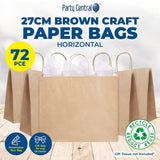 Darrahopens Occasions > Wrapping Paper & Gift Bags Party Central 72PCE Gift/Craft Paper Bags Horizontal Brown Reusable 21 x 27cm