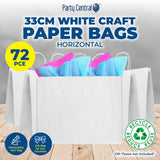 Darrahopens Occasions > Wrapping Paper & Gift Bags Party Central 72PCE Gift/Craft Paper Bags Horizontal White Reusable 25 x 33cm