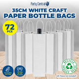 Darrahopens Occasions > Wrapping Paper & Gift Bags Party Central 72PCE Gift/Craft Paper Bottle Bags White Reusable 12 x 35cm