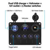 Darrahopens Outdoor > Boating Giantz 5 Gang 12V Switch Panel For Car Boat Marine USB ON-OFF LED Rocker Toggle