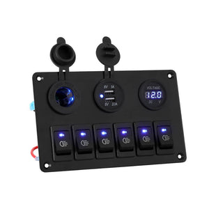 Darrahopens Outdoor > Boating Giantz 6 Gang 12V Switch Panel For Car Boat Marine USB ON-OFF LED Rocker Toggle