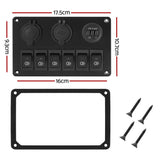 Darrahopens Outdoor > Boating Giantz 6 Gang 12V Switch Panel For Car Boat Marine USB ON-OFF LED Rocker Toggle