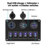 Darrahopens Outdoor > Boating Giantz 6 Gang 12V Switch Panel For Car Boat Marine USB ON-OFF LED Rocker Toggle