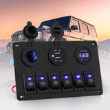 Darrahopens Outdoor > Boating Giantz 6 Gang 12V Switch Panel For Car Boat Marine USB ON-OFF LED Rocker Toggle