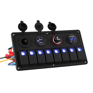 Darrahopens Outdoor > Boating Giantz 8 Gang 12V Switch Panel For Car Boat Marine USB ON-OFF LED Rocker Toggle