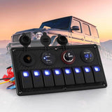 Darrahopens Outdoor > Boating Giantz 8 Gang 12V Switch Panel For Car Boat Marine USB ON-OFF LED Rocker Toggle