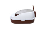 Darrahopens Pet Care > Cat Supplies Large Portable Cat Toilet Litter Box Tray with Scoop and Grid Tray Brown