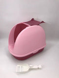 Darrahopens Pet Care > Cat Supplies Portable Hooded Cat Toilet Litter Box Tray House with Handle and Scoop Pink