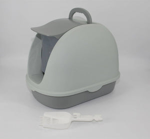 Darrahopens Pet Care > Cat Supplies Portable Hooded Cat Toilet Litter Box Tray House with Scoop and Grid Tray