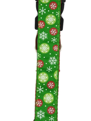 Darrahopens Pet Care > Dog Supplies Christmas Dog Collars Adjustable Large Green Snow Flakes