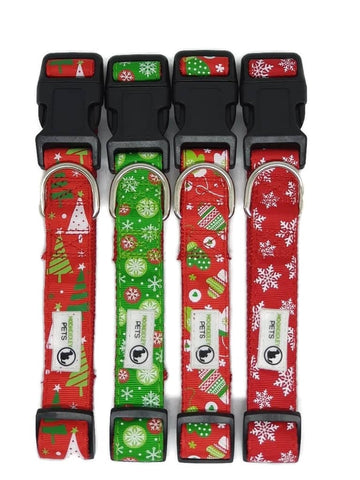 Darrahopens Pet Care > Dog Supplies Christmas Dog Collars Adjustable Medium Red Snow Flakes