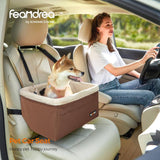 Darrahopens Pet Care > Dog Supplies Feandrea Dog Car Seat Adjustable Straps Washable Liner 4 Pockets Brown and Beige