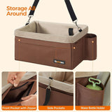 Darrahopens Pet Care > Dog Supplies Feandrea Dog Car Seat Adjustable Straps Washable Liner 4 Pockets Brown and Beige