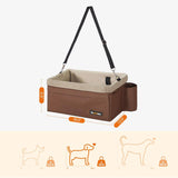 Darrahopens Pet Care > Dog Supplies Feandrea Dog Car Seat Adjustable Straps Washable Liner 4 Pockets Brown and Beige