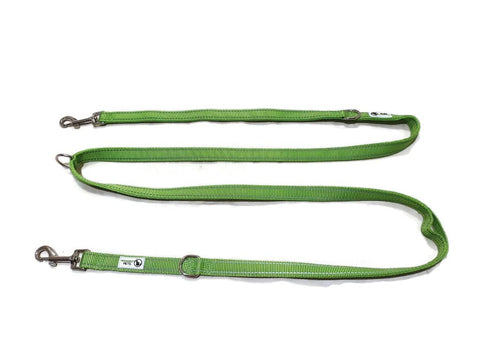 Darrahopens Pet Care > Dog Supplies Multi Dog Lead - Nylon w/Reflective Stitching - Double Clip ,Coupler, Waist Belt, Short/Long, Quicktie 20mm Green