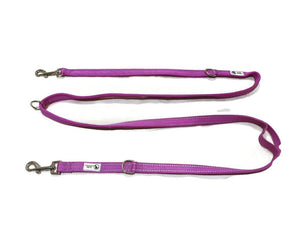 Darrahopens Pet Care > Dog Supplies Multi Dog Lead - Nylon w/Reflective Stitching - Double Clip ,Coupler, Waist Belt, Short/Long, Quicktie 25mm Purple