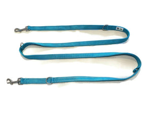 Darrahopens Pet Care > Dog Supplies Multi Dog Lead - Nylon w/Reflective Stitching - Double Clip ,Coupler, Waist Belt, Short/Long, Quicktie 25mm Turquoise