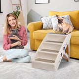 Darrahopens Pet Care > Dog Supplies Pet Dog Stairs Steps for Small Dogs with Non-Slip Pads Car Foldable Dog Ramp Dog Steps Grey