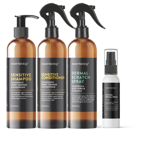 Darrahopens Pet Care > Dog Supplies Sensitive Skin Itch Pack: Dog Shampoo, Conditioner, Dermal Scratch Spray & Cream