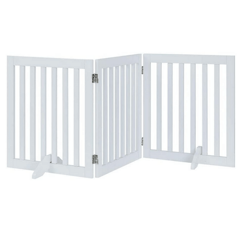 Darrahopens Pet Care > Dog Supplies Three Panel Freestanding Dog Gate, White